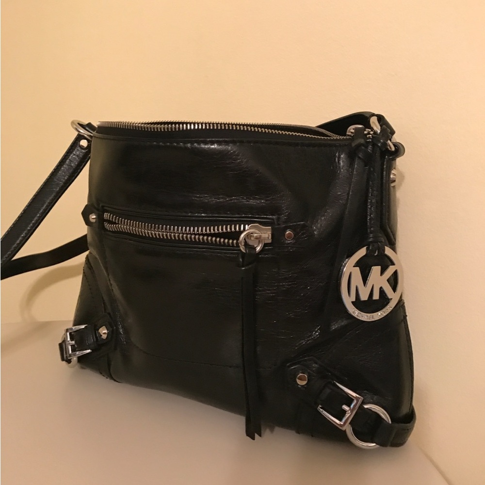 MICHAEL Michael Kors Black Crossbody Bag with Silver Accents